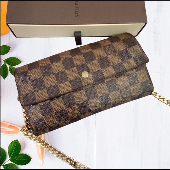 💯 % AUTHENTIC LUIS VUITTON DAMIER EBENE WALLET - Picture 6 of 16